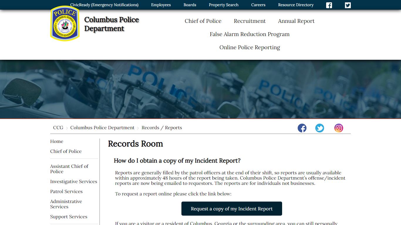Columbus Police Department > Records / Reports - Columbus, Georgia